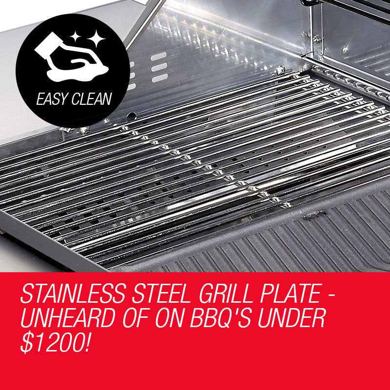 EuroGrille 5 Burner Outdoor BBQ Grill Barbeque Gas Stainless Steel Kitchen Commercial - SILBERSHELL