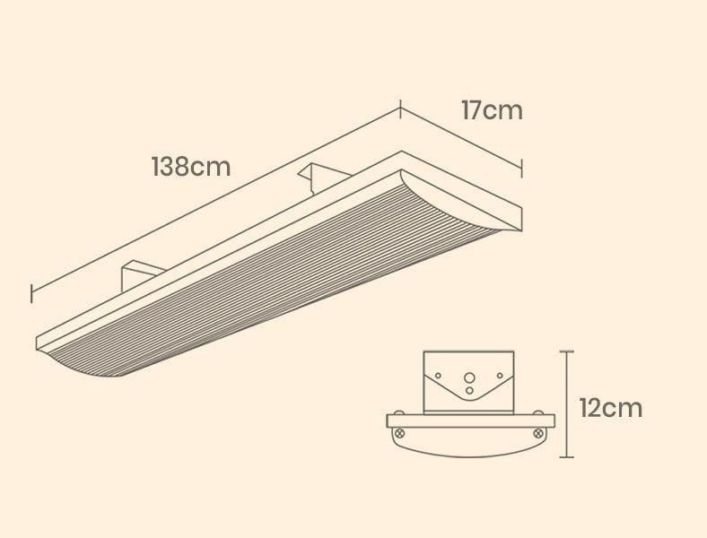 BIO Outdoor Strip Radiant Heater Alfresco 2400W Ceiling Wall Mount Heating Slimline Bar Panel - SILBERSHELL