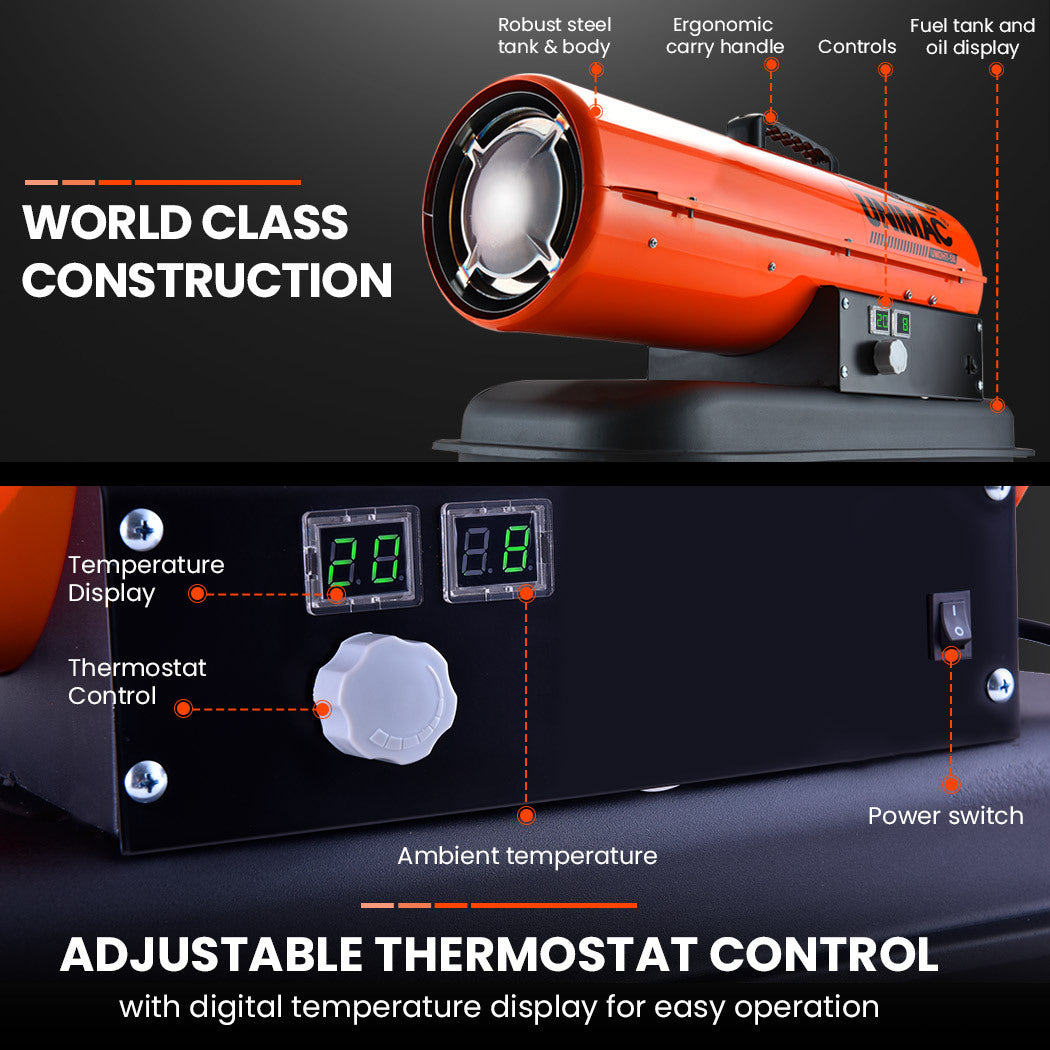 UNIMAC Industrial Space Heater Diesel Kerosene Blow Portable Outdoor Indoor Thermostat - SILBERSHELL