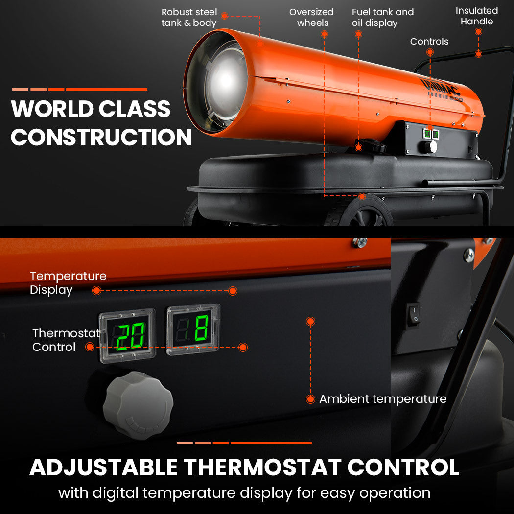 UNIMAC 50KW Industrial Space Heater Diesel Blow Fan Portable Workshop Thermostat - SILBERSHELL