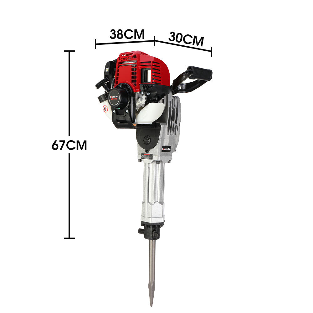 Baumr-AG 4 Stroke Petrol Jackhammer, with 2 Chisels, Carry Bag - SILBERSHELL