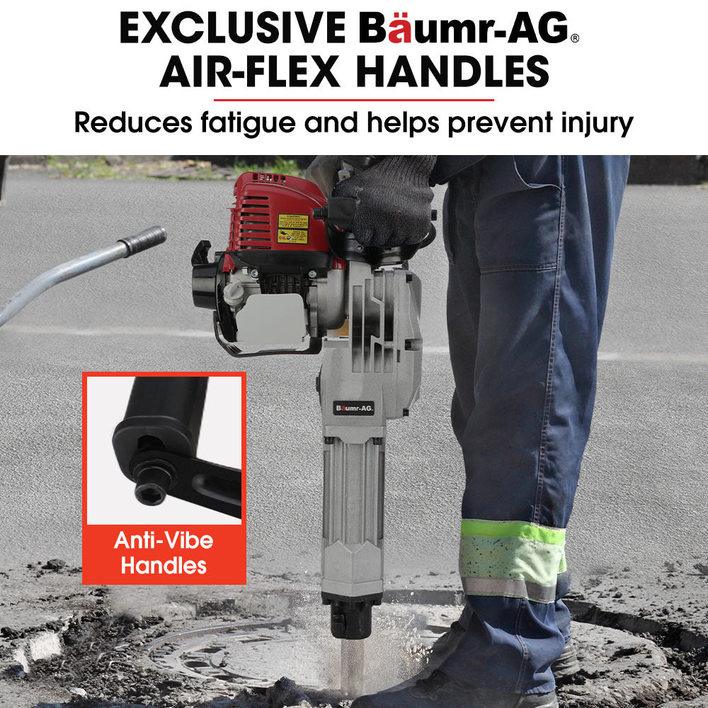 Baumr-AG 4 Stroke Petrol Jackhammer, with 2 Chisels, Carry Bag - SILBERSHELL