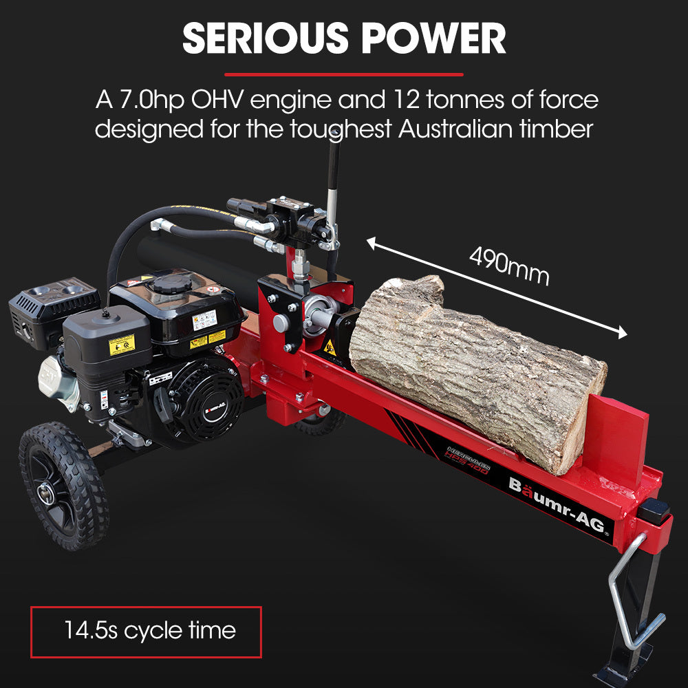 Baumr-AG 12 Tonne Petrol Hydraulic Wood Log Splitter - HPS400 - SILBERSHELL