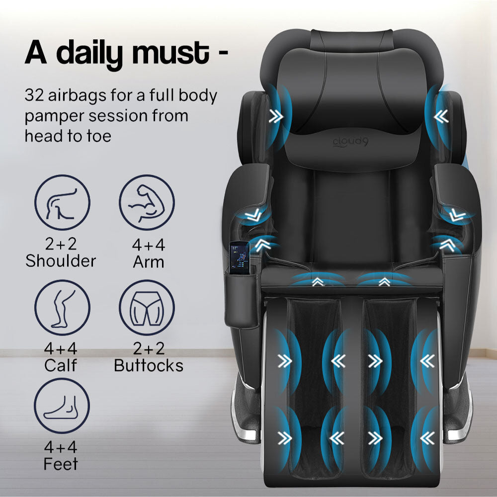 FORTIA Electric Massage Chair Full Body Reclining Zero Gravity Recliner Back Kneading Massager - SILBERSHELL