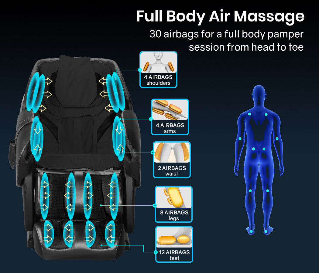 FORTIA Electric Massage Chair Full Body Shiatsu Recliner Zero Gravity Heating Massager, Remote Control - SILBERSHELL