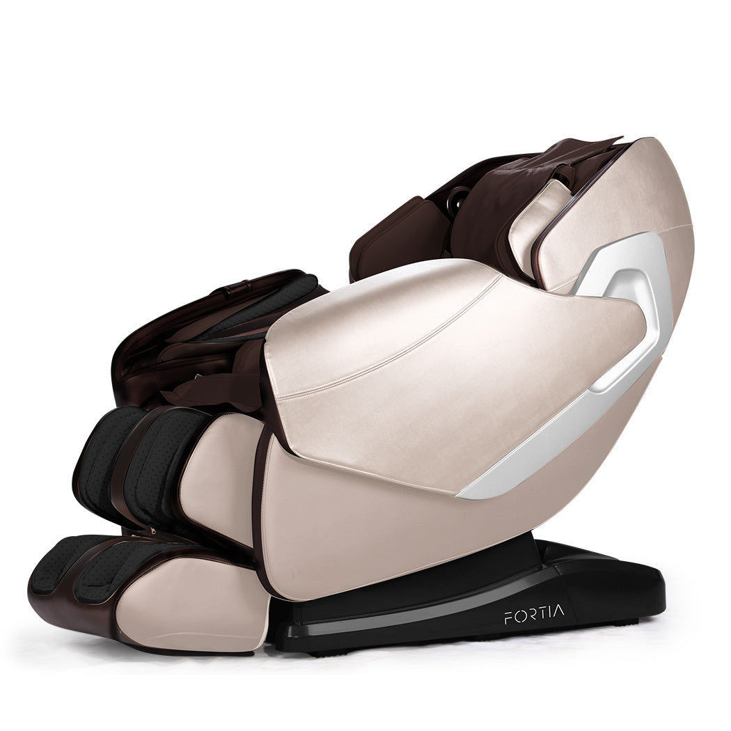 FORTIA Cloud 9 MkII Electric Massage Chair Full Body Zero Gravity with Heat and Bluetooth, Cream/Brown - SILBERSHELL