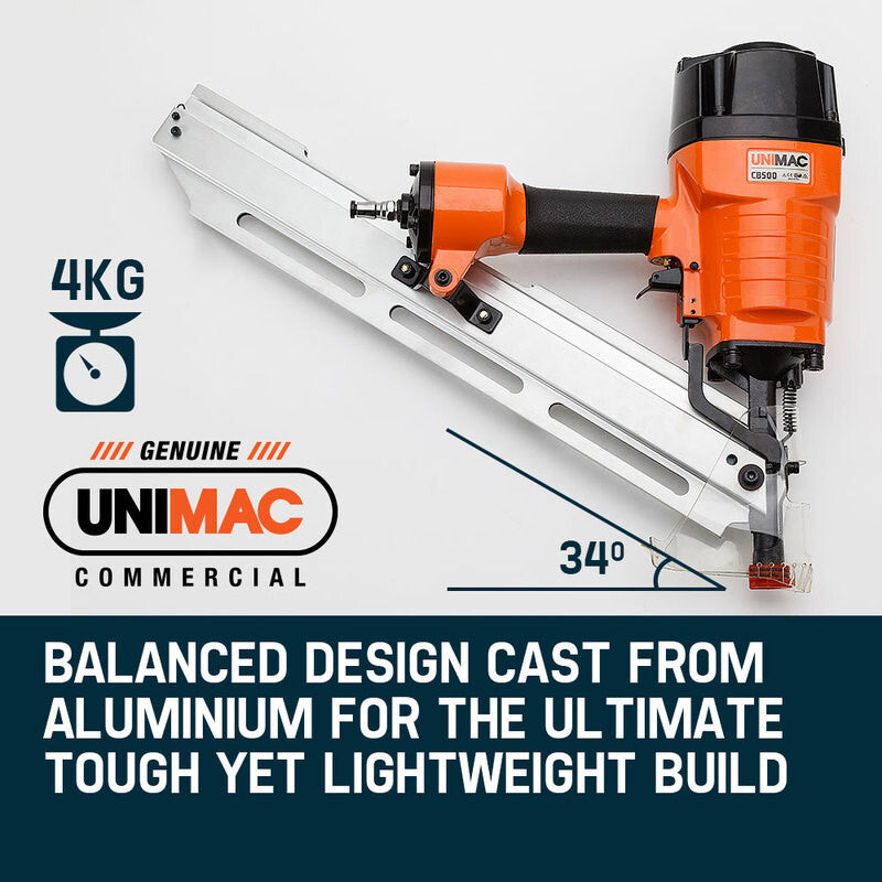 UNIMAC Construction Framing Nail Gun - Heavy Duty Air Nailer Pneumatic - SILBERSHELL