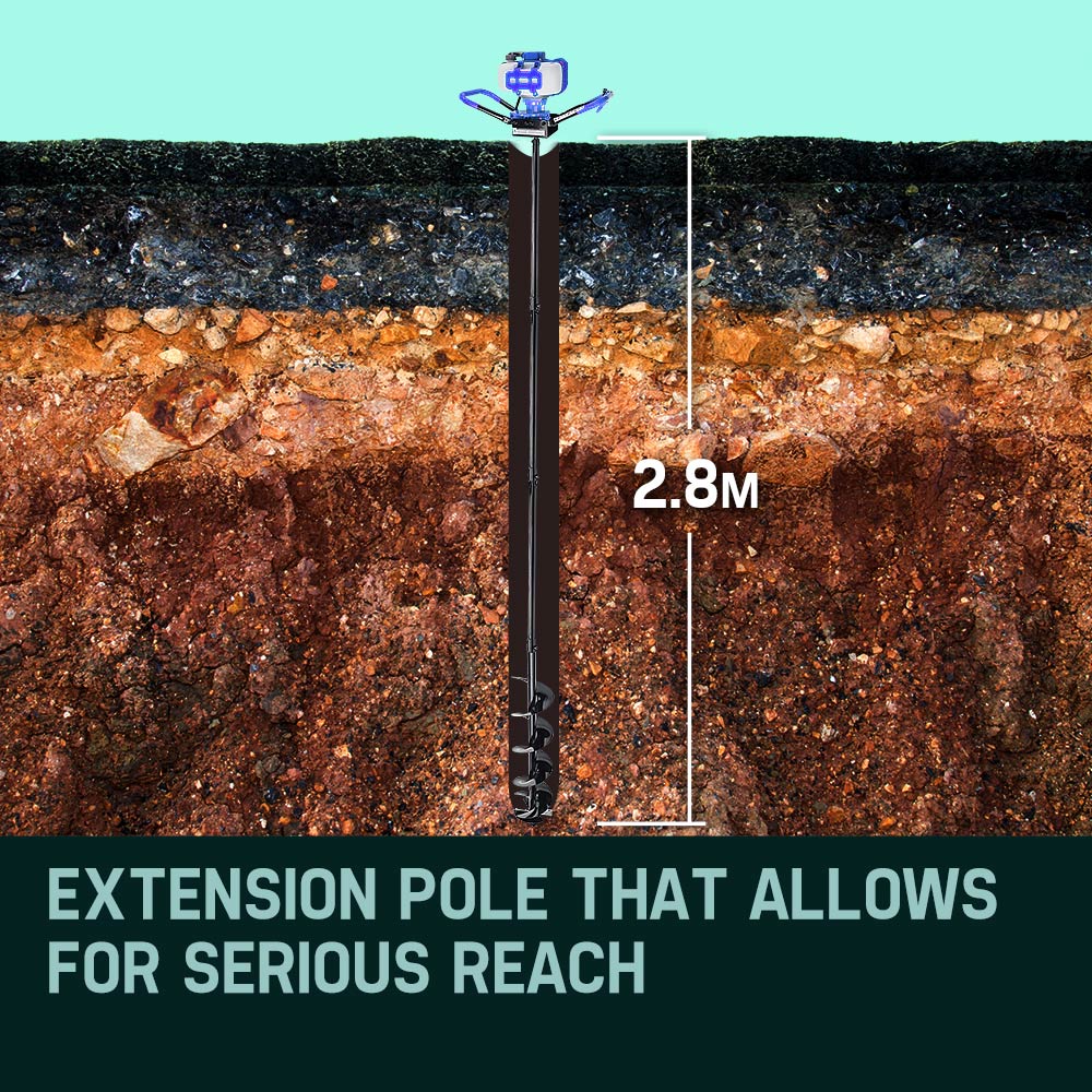 POWERBLADE Post Hole Digger 75CC Posthole Earth Auger Fence Borer Petrol Drill - SILBERSHELL