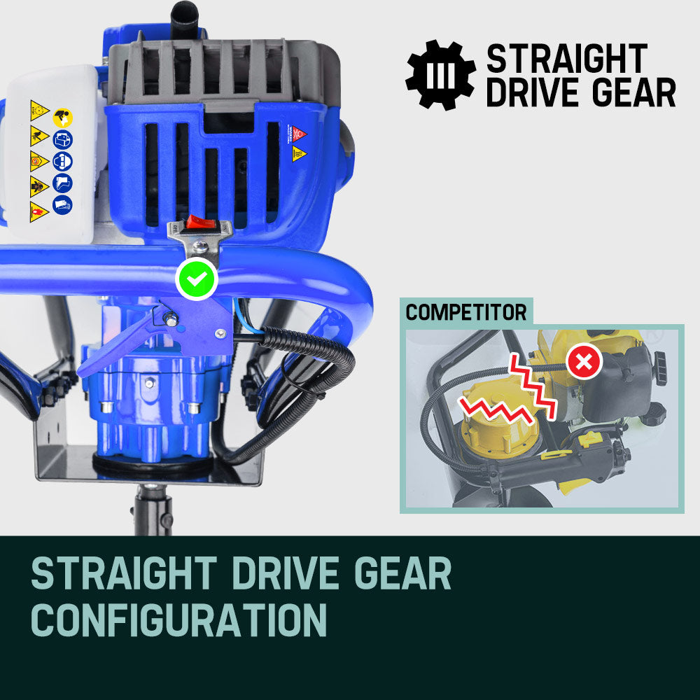 POWERBLADE Post Hole Digger 75CC Posthole Earth Auger Fence Borer Petrol Drill - SILBERSHELL