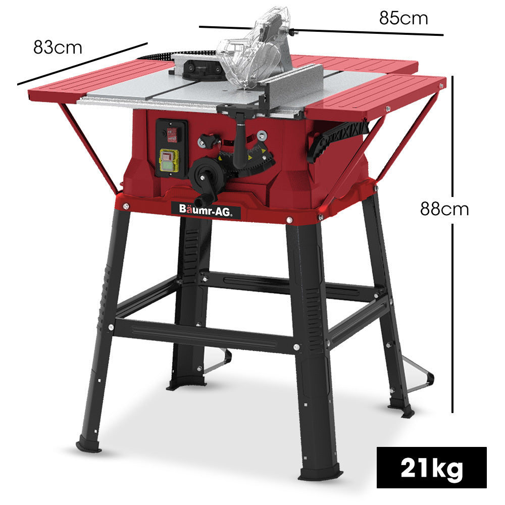 Baumr-AG Table Saw with Stand, Electric Corded Bench Saws 2000W 254mm, Laser Guide - SILBERSHELL