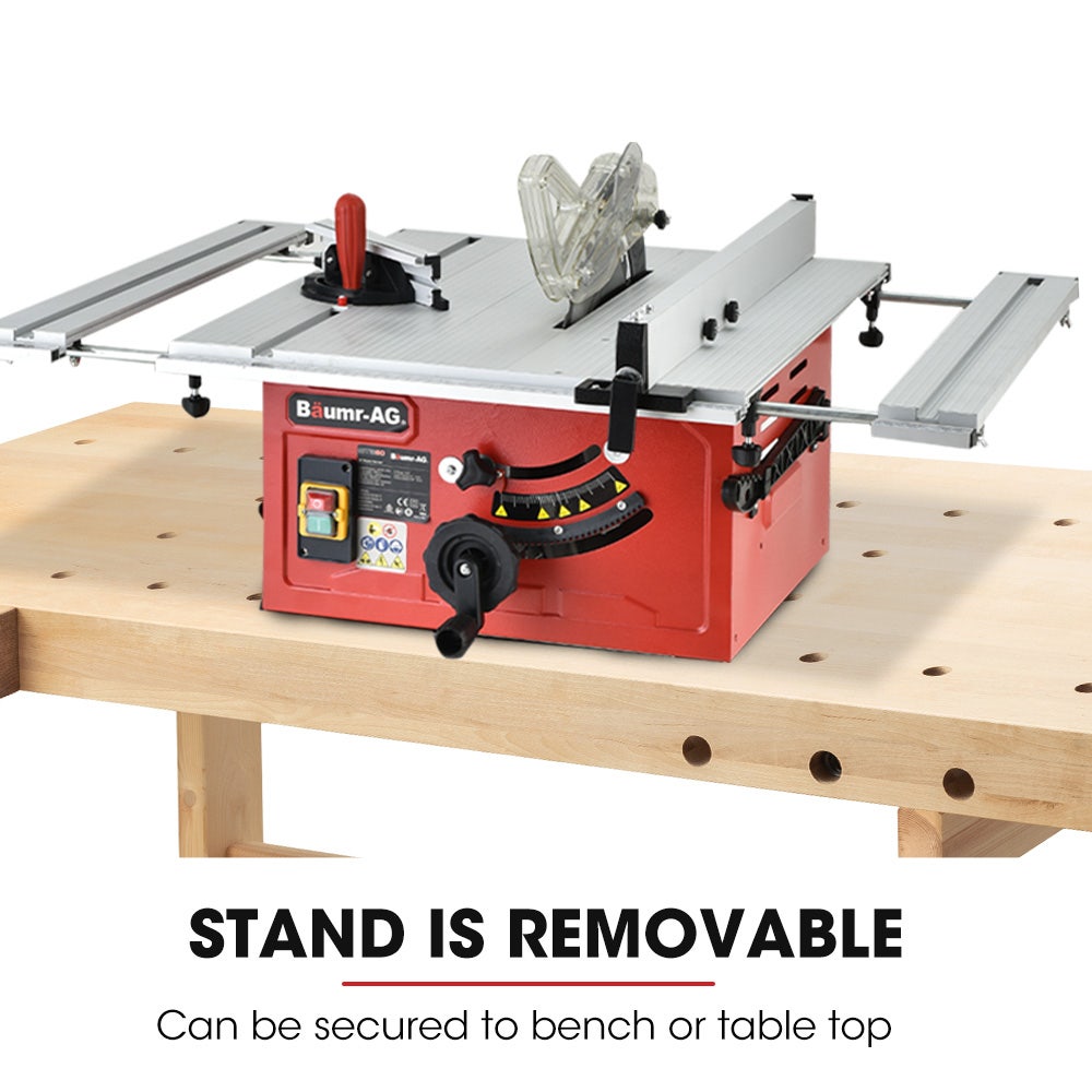 Baumr-AG 2000W 254mm Corded Table Saw with Stand, Extendable, Laser Guide - SILBERSHELL