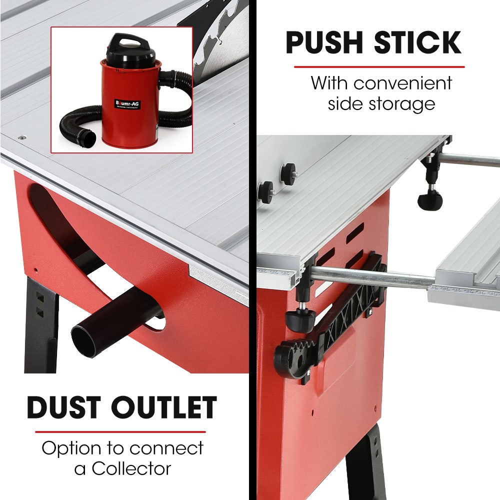 Baumr-AG 2000W 254mm Corded Table Saw with Stand, Extendable, Laser Guide - SILBERSHELL