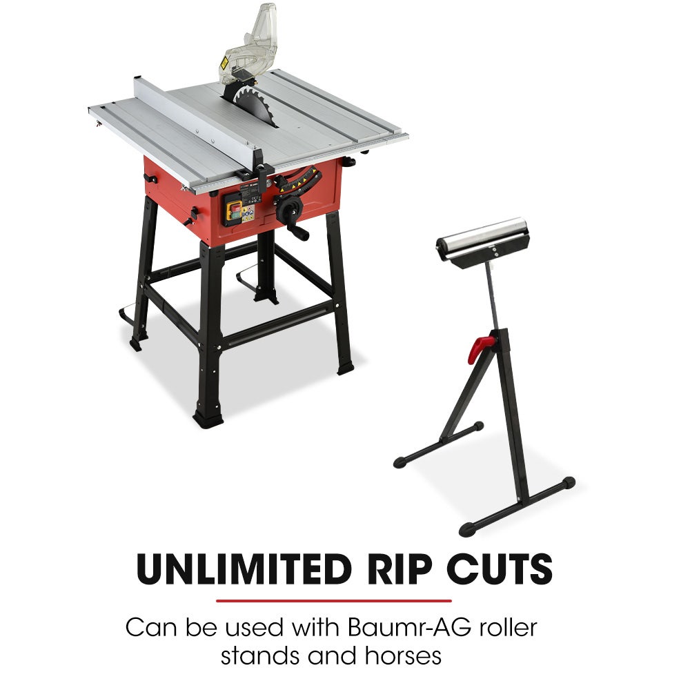 Baumr-AG 2000W 254mm Corded Table Saw with Stand, Extendable, Laser Guide - SILBERSHELL