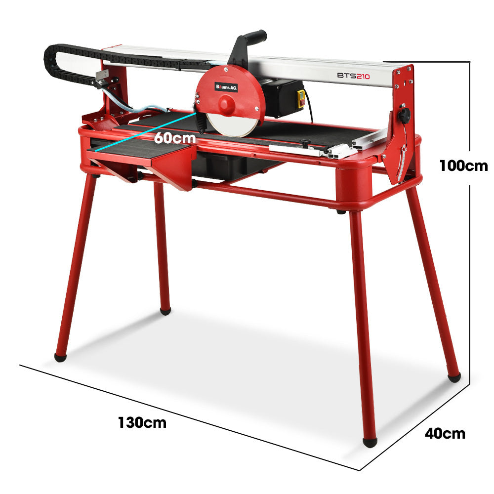 BAUMR-AG 800W Electric Tile Saw Cutter with 200mm (8") Blade, 720mm Cutting Length, Side Extension Table - SILBERSHELL