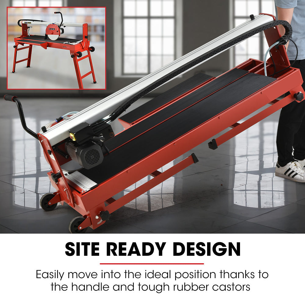 BAUMR-AG 1500W Electric Tile Saw Cutter with 300mm (12") Blade, 920mm Cutting Length, Side Extension Table - SILBERSHELL