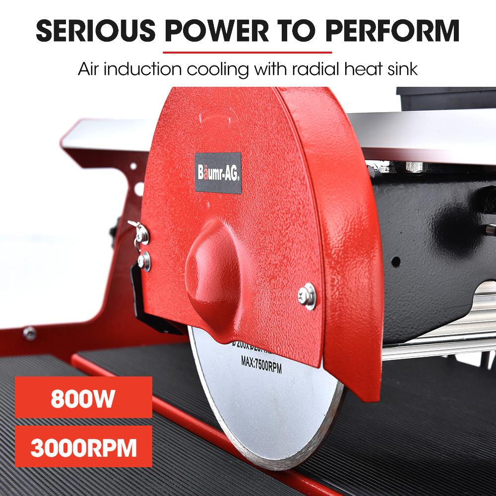 BAUMR-AG 800W Electric Tile Saw Cutter with 200mm (8") Blade, 620mm Cutting Length - SILBERSHELL