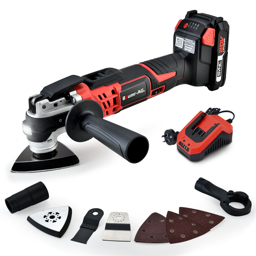 Baumr-AG 20V Cordless Oscillating Multi-Tool Cutting Saw Battery Sander Kit Lithium Battery - SILBERSHELL