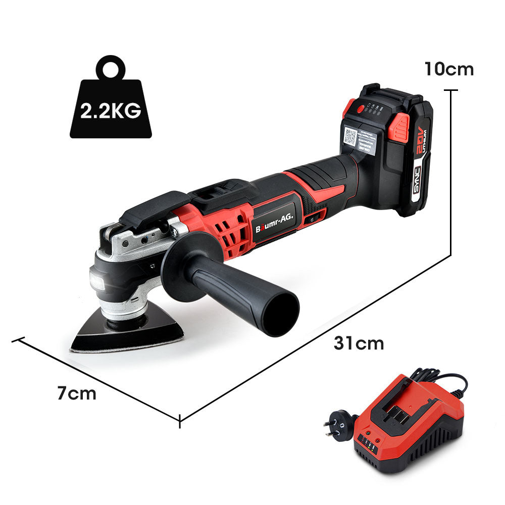 Baumr-AG 20V Cordless Oscillating Multi-Tool Cutting Saw Battery Sander Kit Lithium Battery - SILBERSHELL