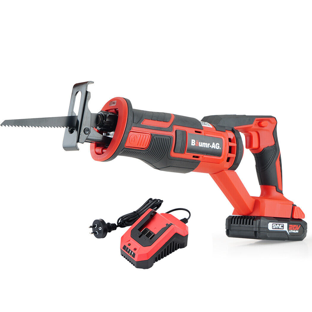 BAUMR-AG Reciprocating Saw 20V Cordless Lithium Electric Saber Recip w/ Battery - SILBERSHELL