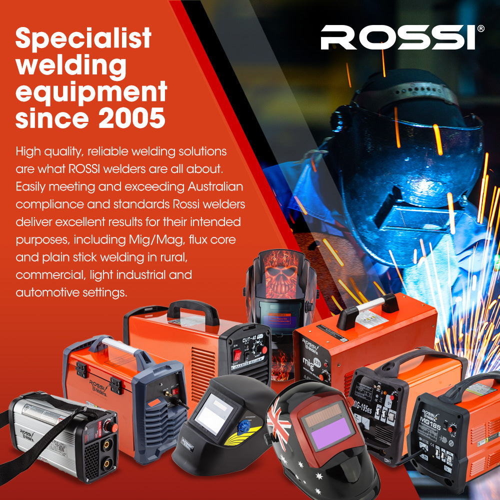 ROSSI 170 Amp Portable Inverter MIG Stick ARC Welder, with Carry Case & Accessories - SILBERSHELL