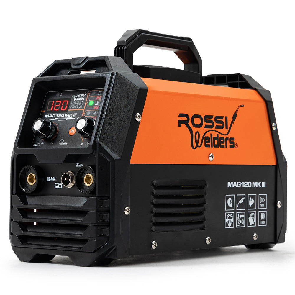 ROSSI 120 Amp Portable Inverter MMA MAG Gasless Lift-Arc Welder - SILBERSHELL