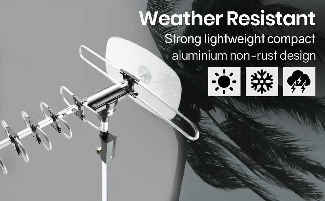Outdoor TV Antenna Digital Rotating HD Aerial Amplified Signal Booster Remote - SILBERSHELL