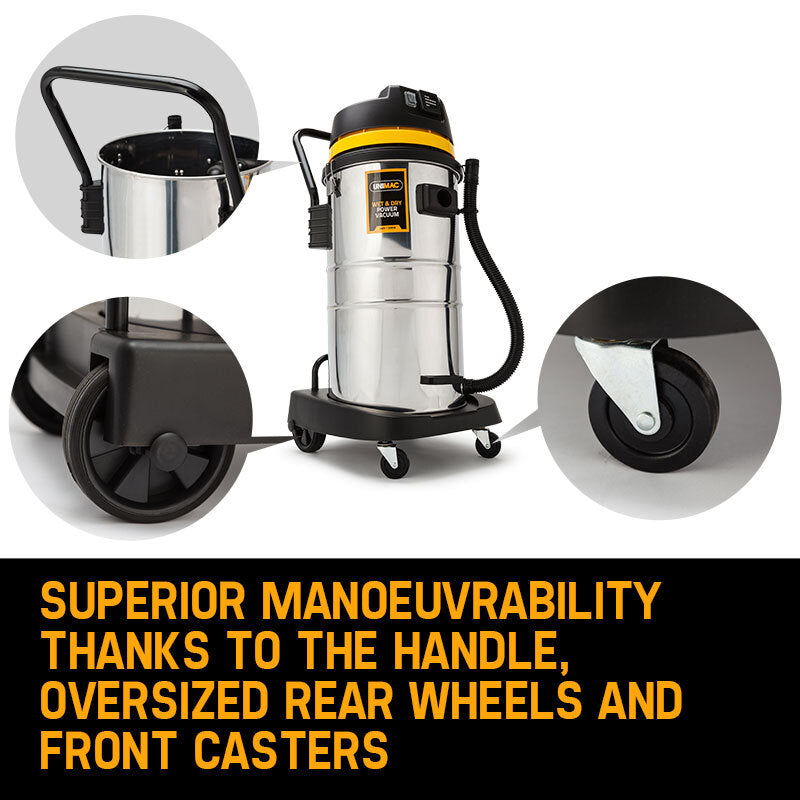 UNIMAC 60L Wet and Dry Vacuum Cleaner Bagless Industrial Grade Drywall Vac - SILBERSHELL