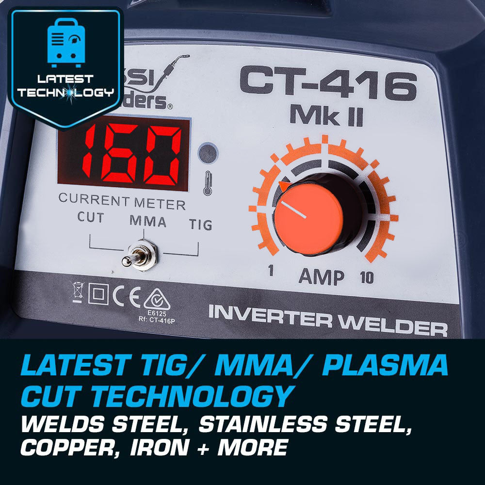 ROSSI CT-416 Welder Inverter TIG MMA ARC Plasma Cutter Welding Machine Portable - SILBERSHELL