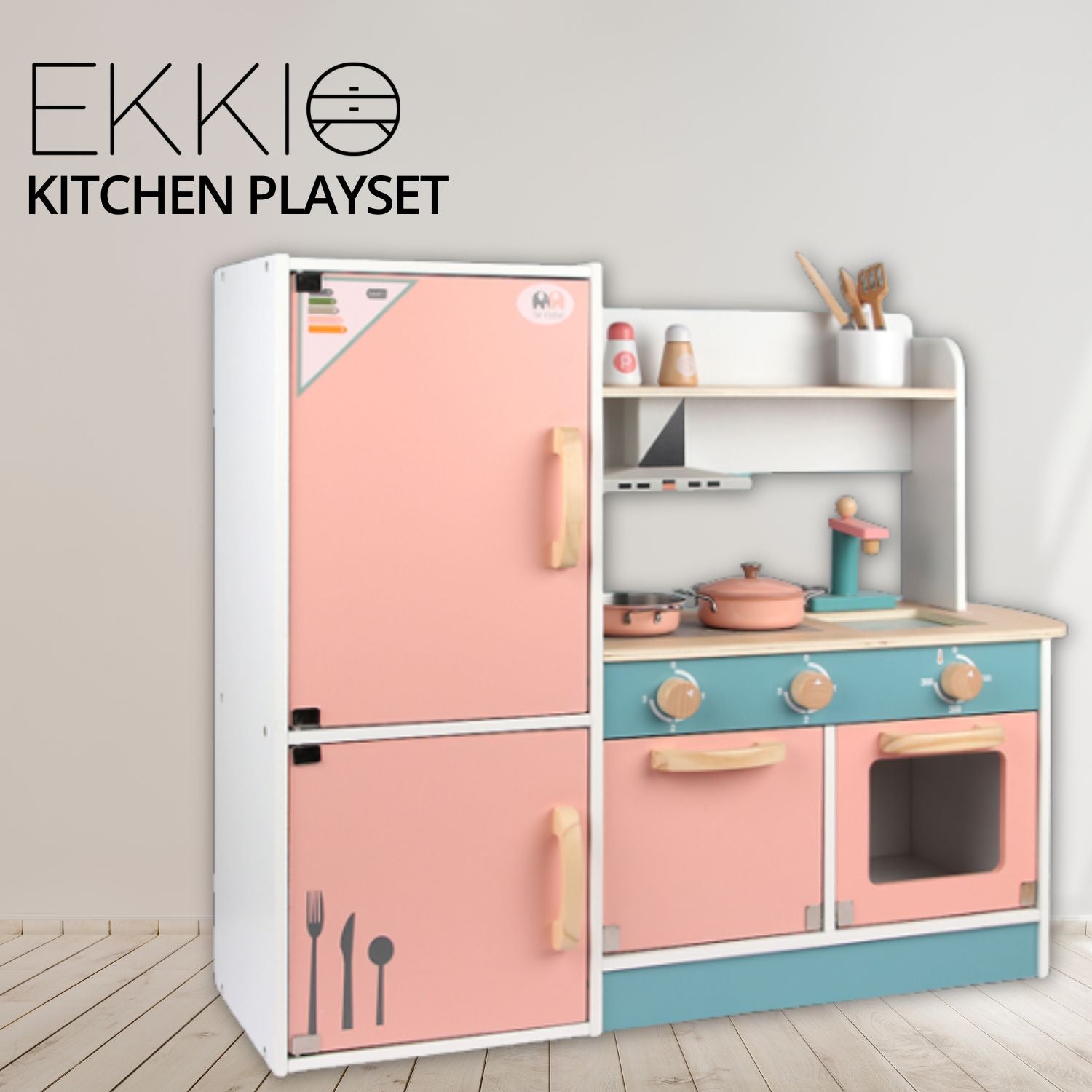 EKKIO Wooden Kitchen Playset for Kids (Refrigerator Kitchen Set) EK-KP-105-MS - SILBERSHELL