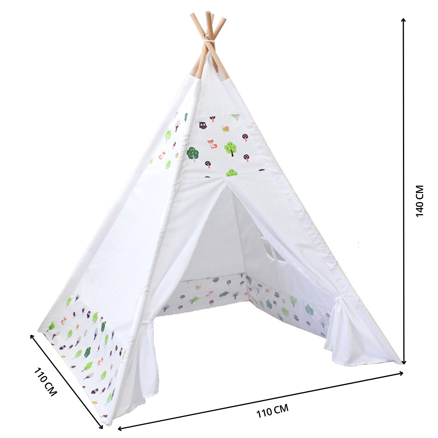 GOMINIMO Kids Teepee Tent with Side Window and Carry Case (White Forest) GO-KT-101-LK - SILBERSHELL