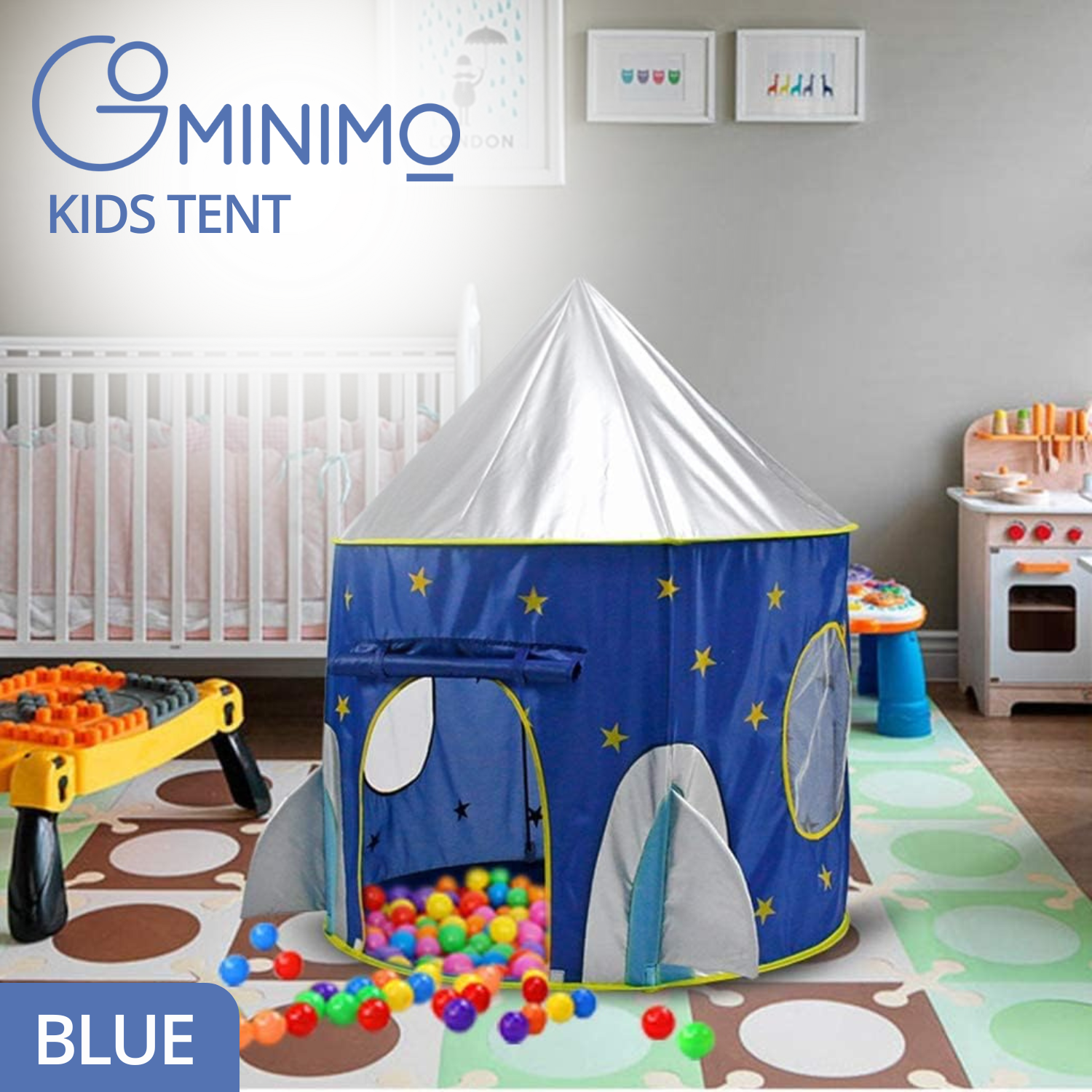 GOMINIMO 3 in 1 Sky Style Kids Play Tent with Carrying Bag (Blue and Yellow) GO-KT-100-LK - SILBERSHELL