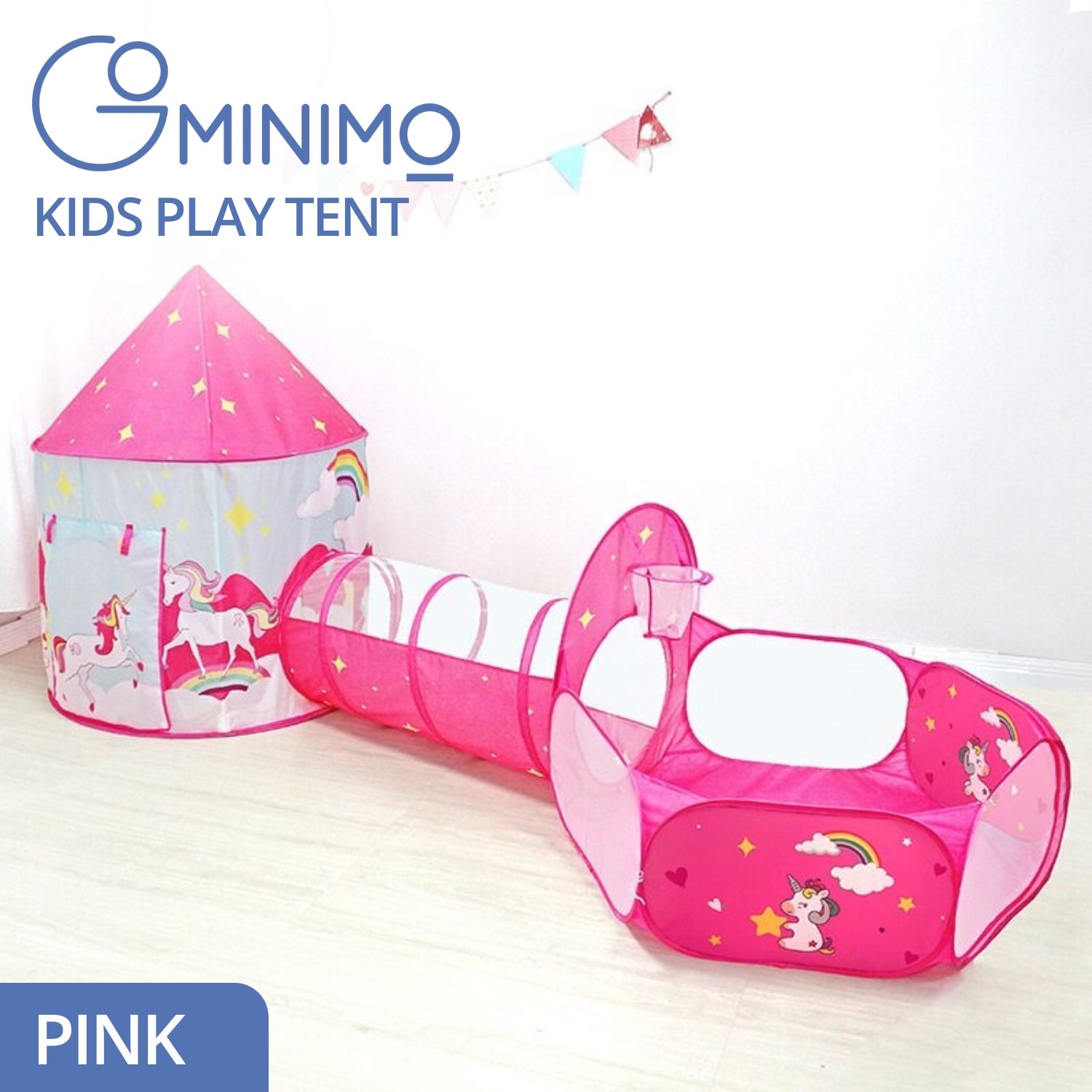 GOMINIMO 3 in 1 Unicorn Style Kids Play Tent (Pink) GO-KT-112-LK - SILBERSHELL