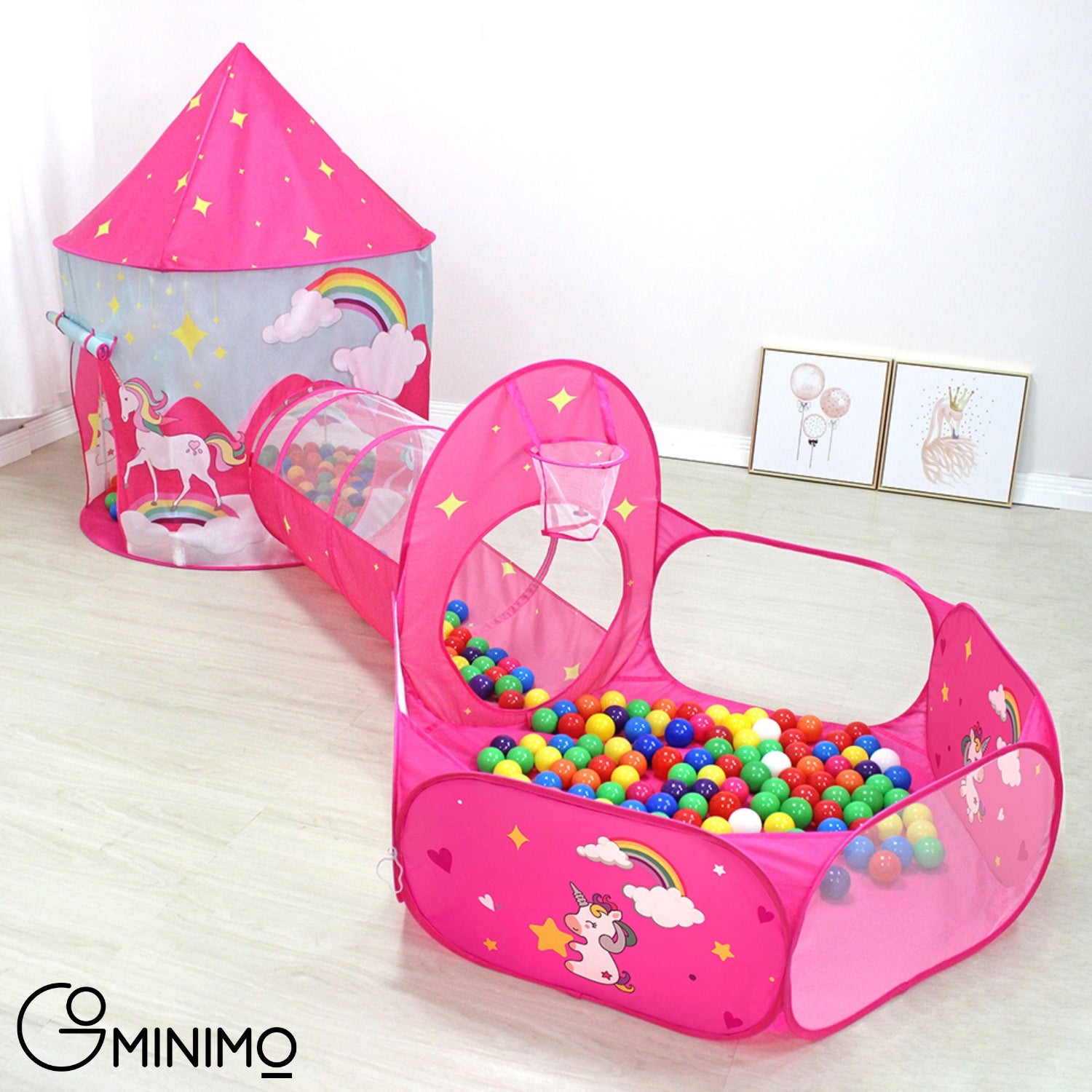 GOMINIMO 3 in 1 Unicorn Style Kids Play Tent (Pink) GO-KT-112-LK - SILBERSHELL