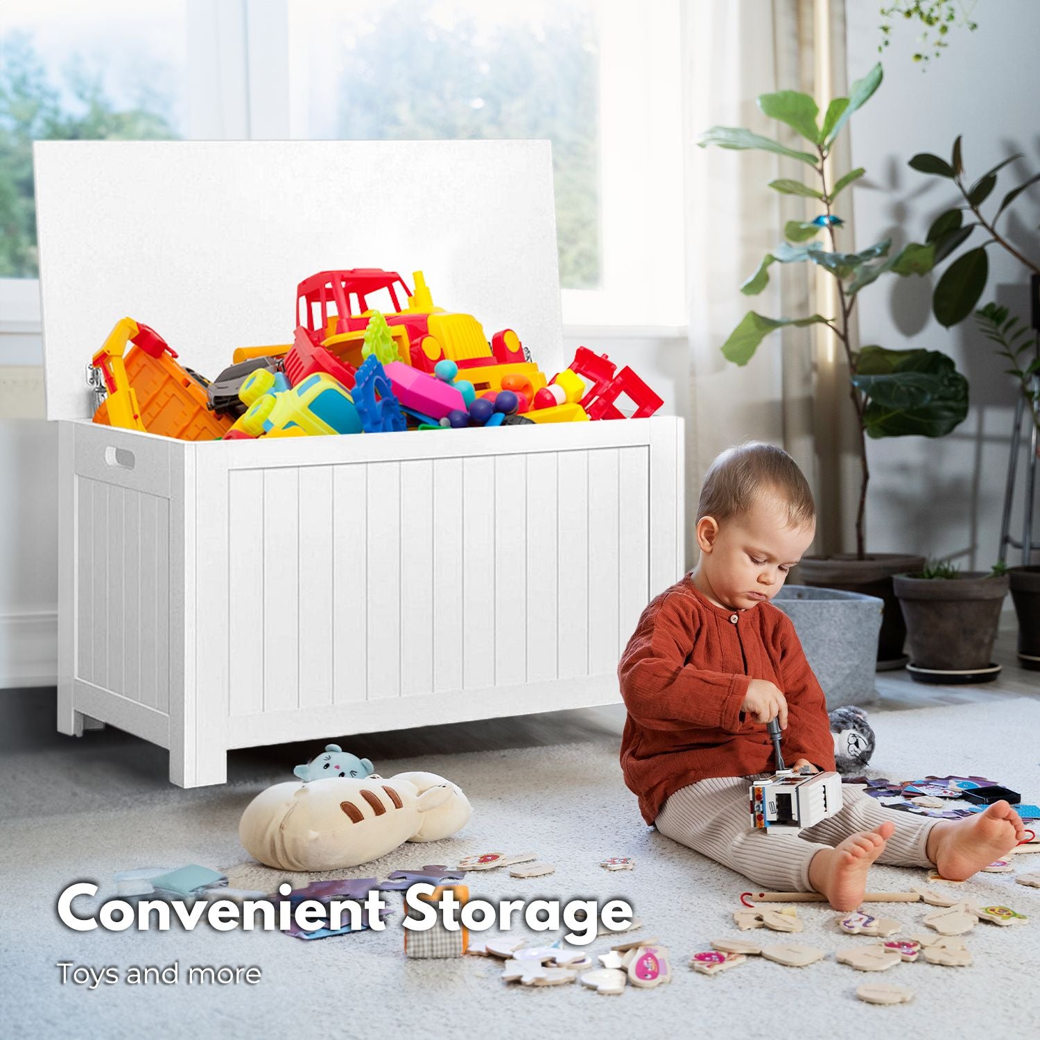 GOMINIMO Kids Toy Storage Box with Lid and Air Gap Handle (White) GO-SBO-100-LR - SILBERSHELL