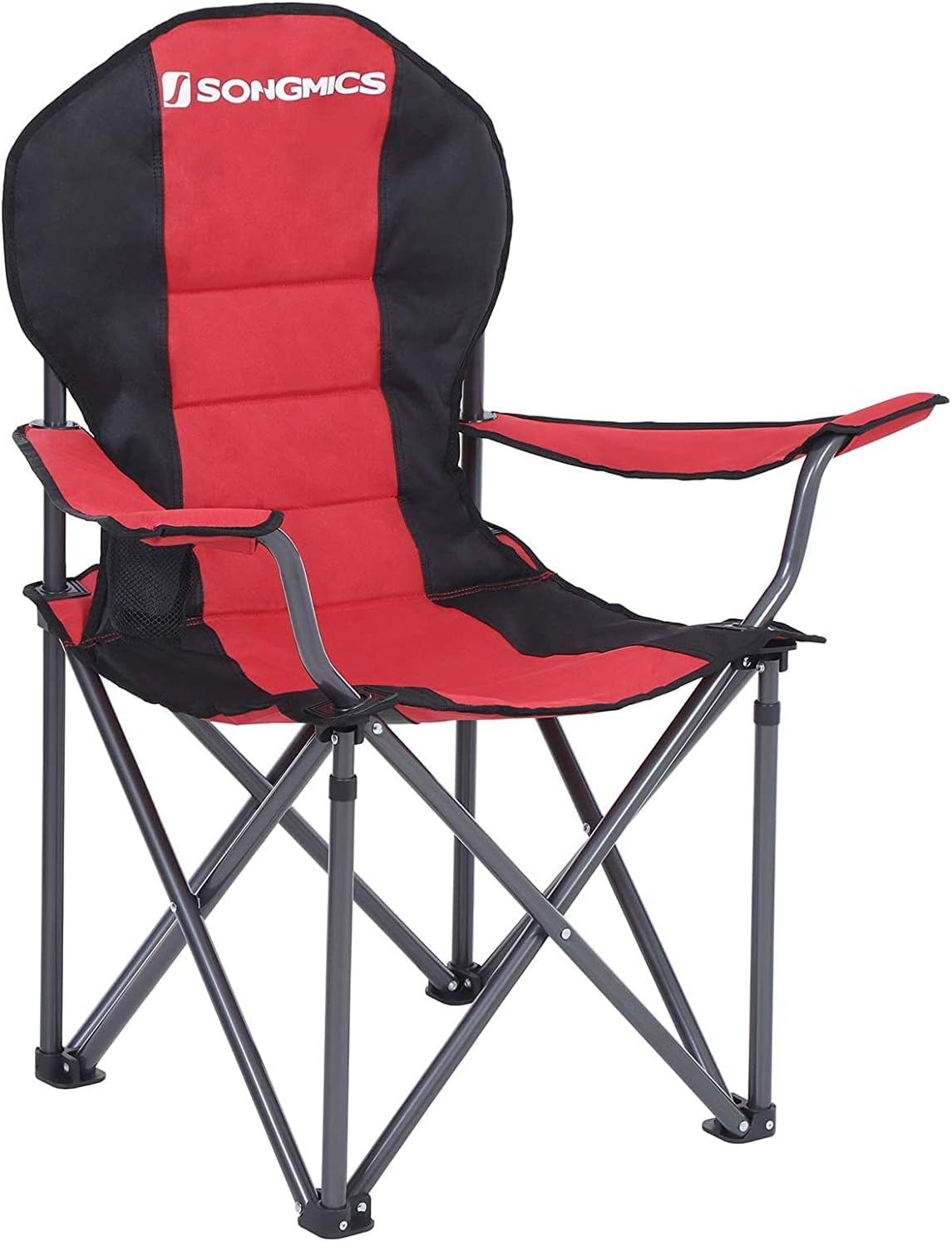 SONGMICS Folding Camping Chair with Bottle Holder Red and Black GCB06BK - SILBERSHELL