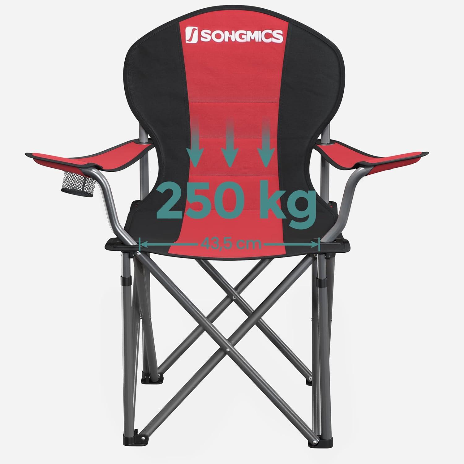 SONGMICS Folding Camping Chair with Bottle Holder Red and Black GCB06BK - SILBERSHELL