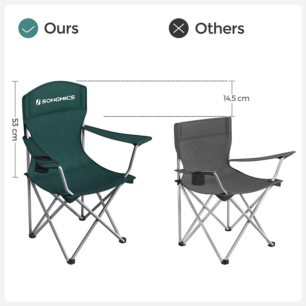 SONGMICS Set of 2 Folding Camping Outdoor Chairs Dark Green - SILBERSHELL