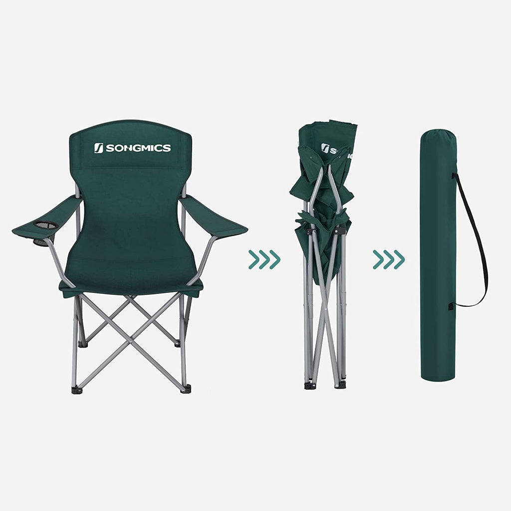 SONGMICS Set of 2 Folding Camping Outdoor Chairs Dark Green - SILBERSHELL