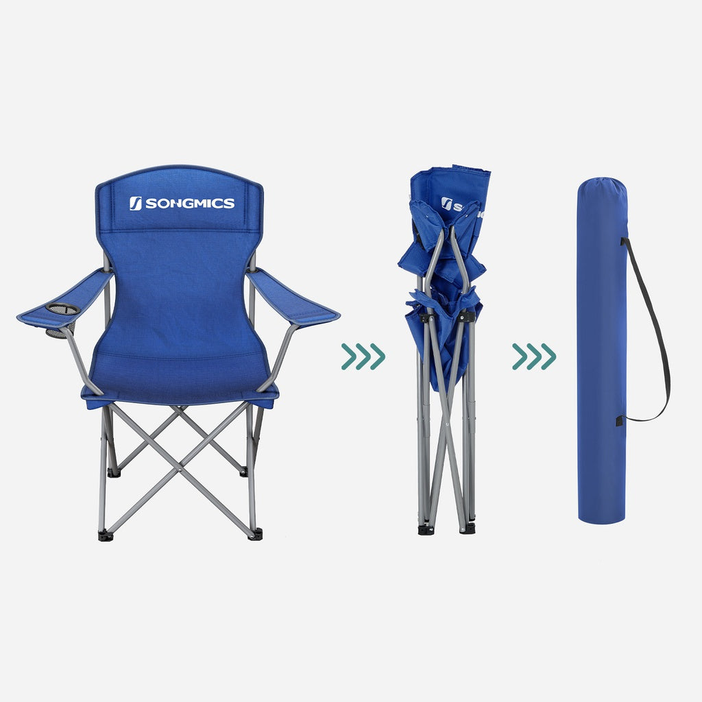 SONGMICS Set of 2 Folding Camping Outdoor Chairs Blue - SILBERSHELL