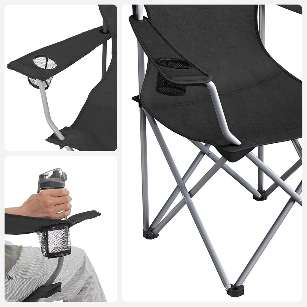 SONGMICS Set of 2 Folding Camping Outdoor Chairs Black - SILBERSHELL