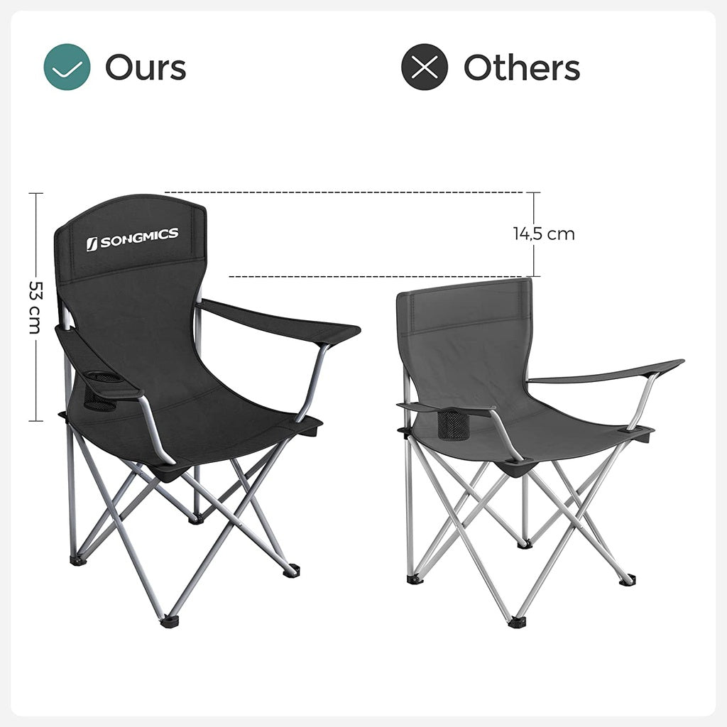 SONGMICS Set of 2 Folding Camping Outdoor Chairs Black - SILBERSHELL