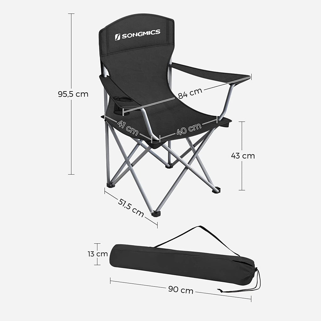 SONGMICS Set of 2 Folding Camping Outdoor Chairs Black - SILBERSHELL