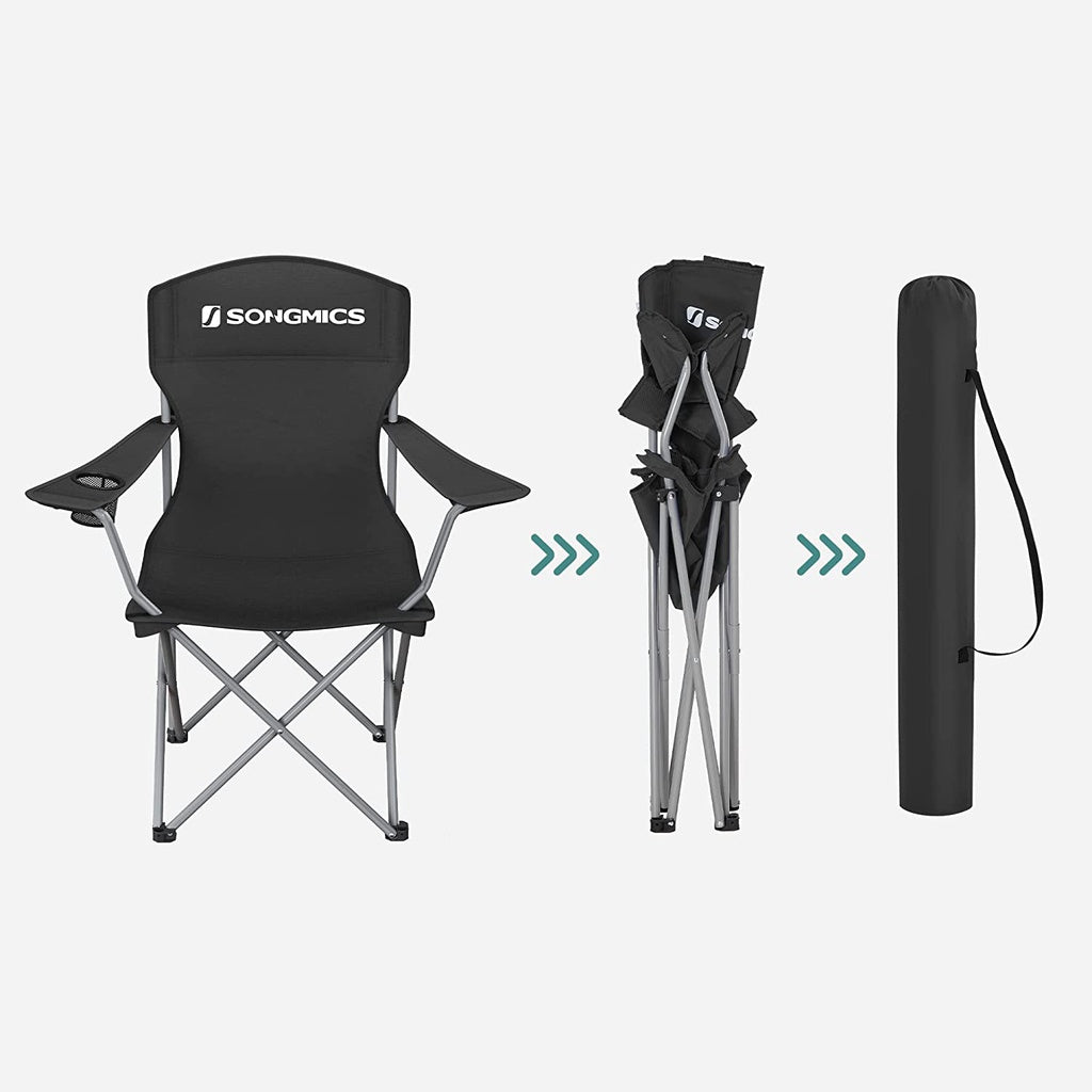 SONGMICS Set of 2 Folding Camping Outdoor Chairs Black - SILBERSHELL