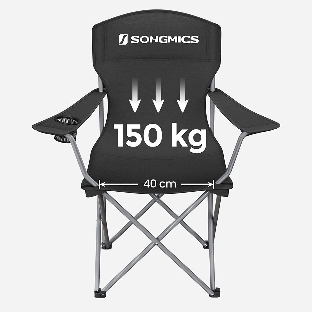 SONGMICS Set of 2 Folding Camping Outdoor Chairs Black - SILBERSHELL