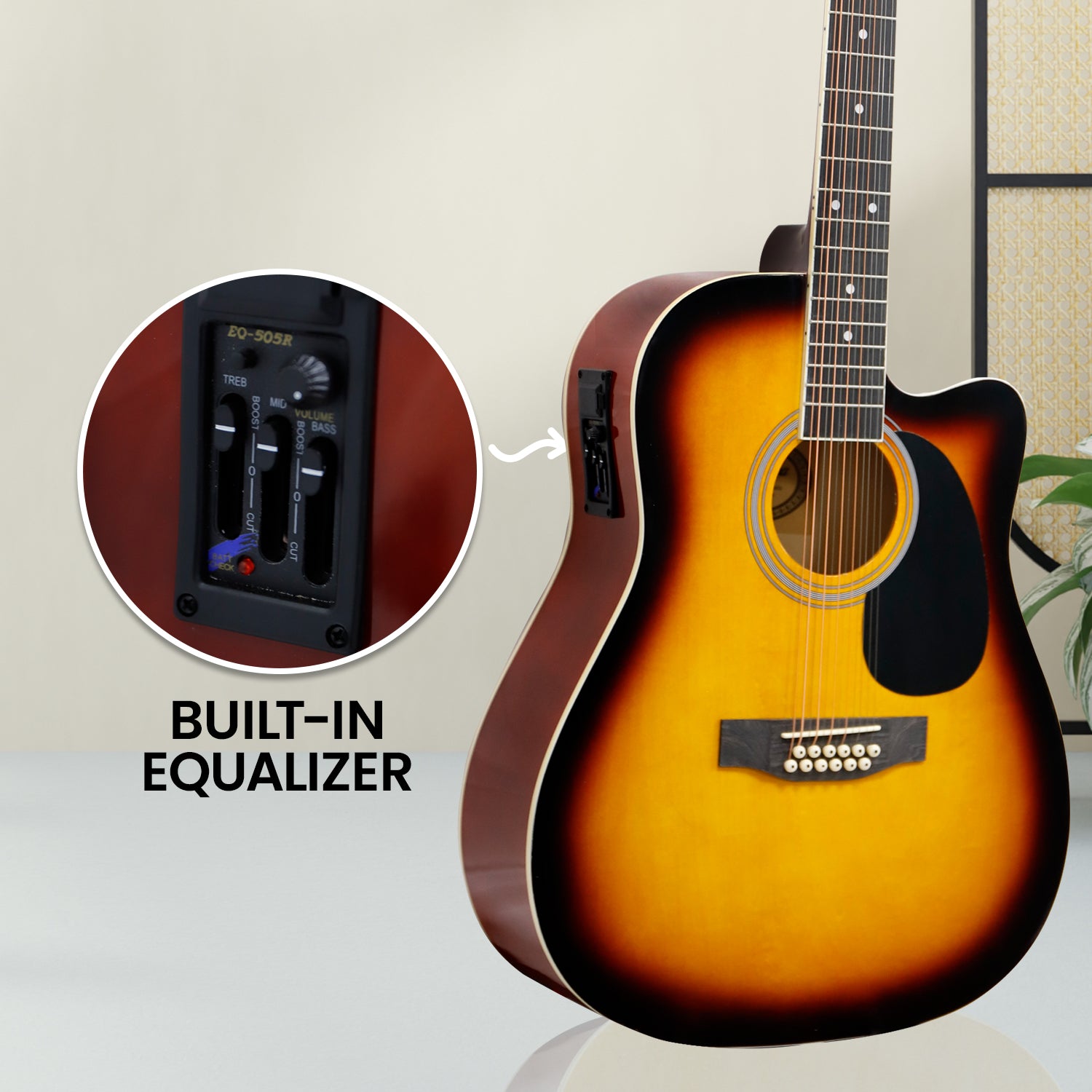 Karrera Acoustic Guitar 12-String with EQ - Sunburst - SILBERSHELL