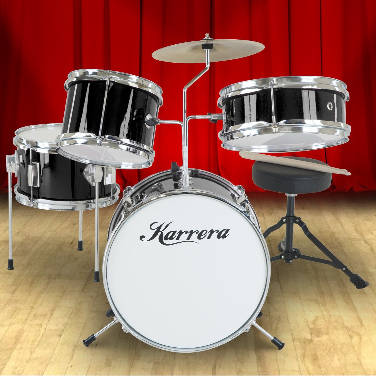 Karrera Children's 4pc Drum Kit - Black - SILBERSHELL