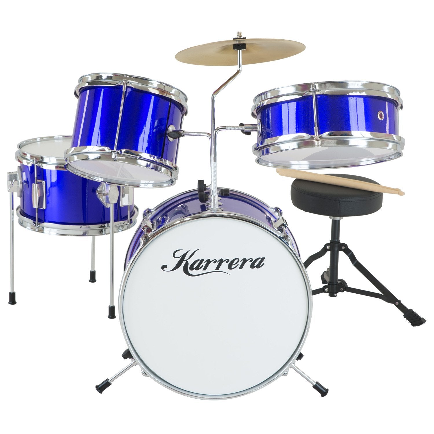Karrera Children's 4pc Drum Kit - Blue - SILBERSHELL