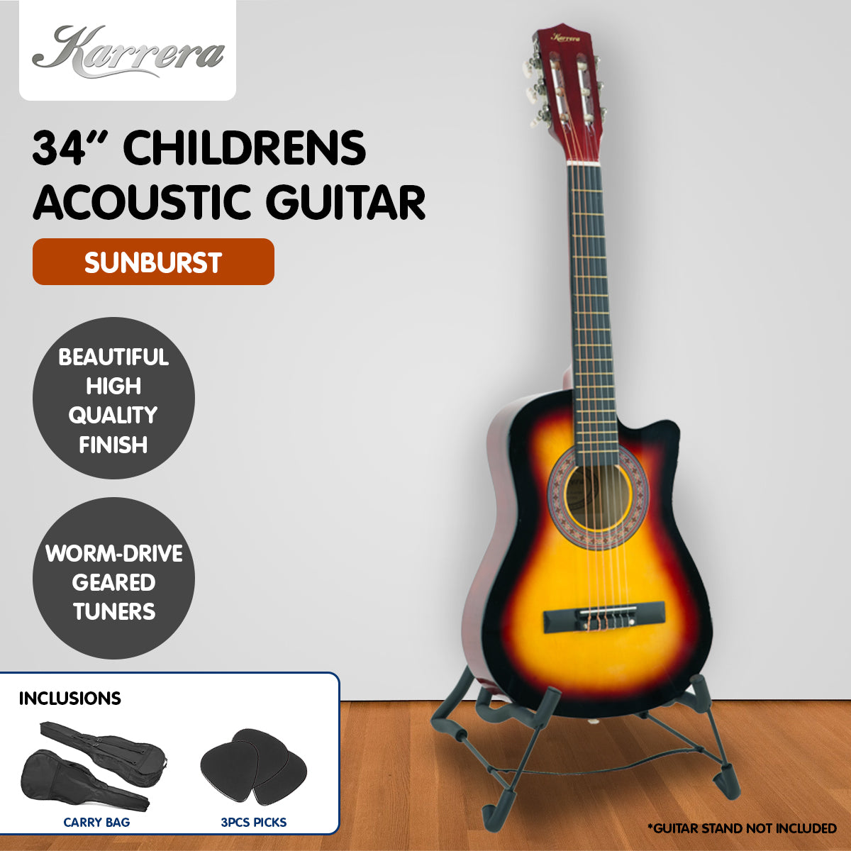 Karrera Childrens Acoustic Guitar Kids - Sunburst - SILBERSHELL