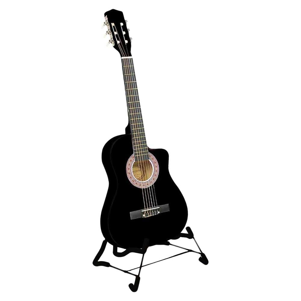 Karrera 38in Cutaway Acoustic Guitar with guitar bag - Black - SILBERSHELL