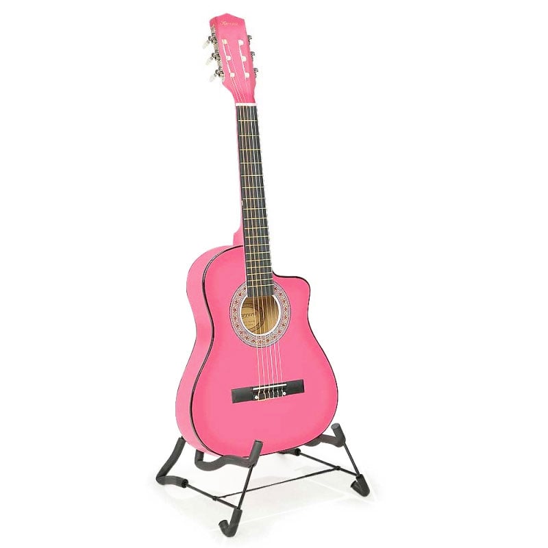 Karrera 38in Cutaway Acoustic Guitar with guitar bag - Pink - SILBERSHELL